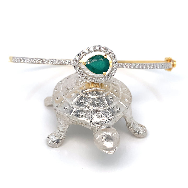 14K YG Screw Diamond, Emerald Bangle-1pc