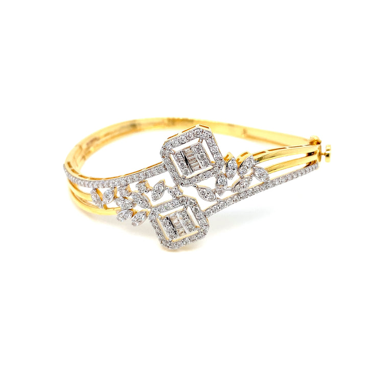 14K YG Screw Diamond Bangle-1pc