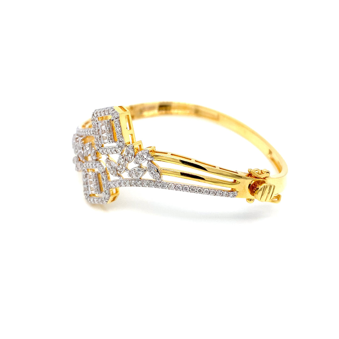 14K YG Screw Diamond Bangle-1pc