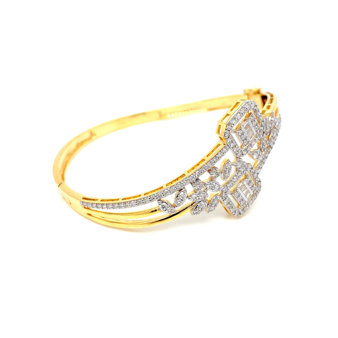 14K YG Screw Diamond Bangle-1pc