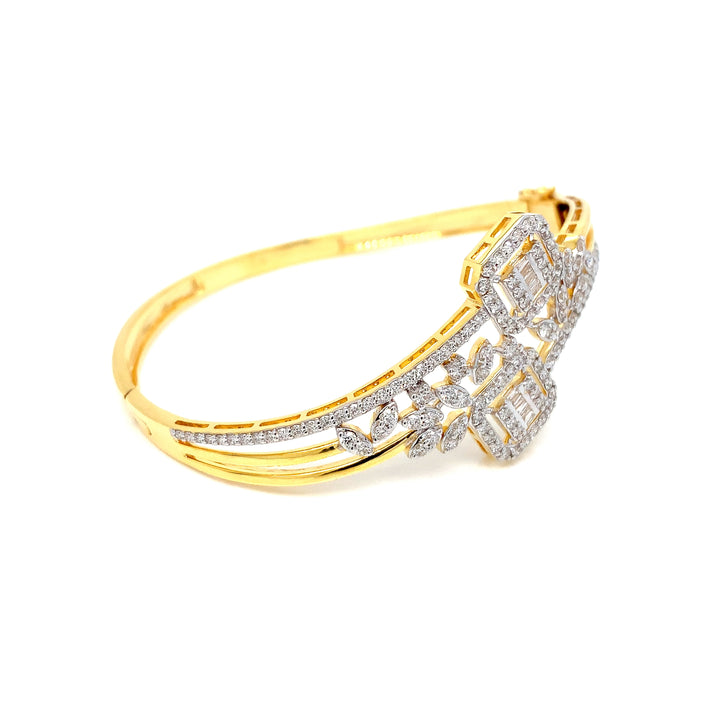 14K YG Screw Diamond Bangle-1pc