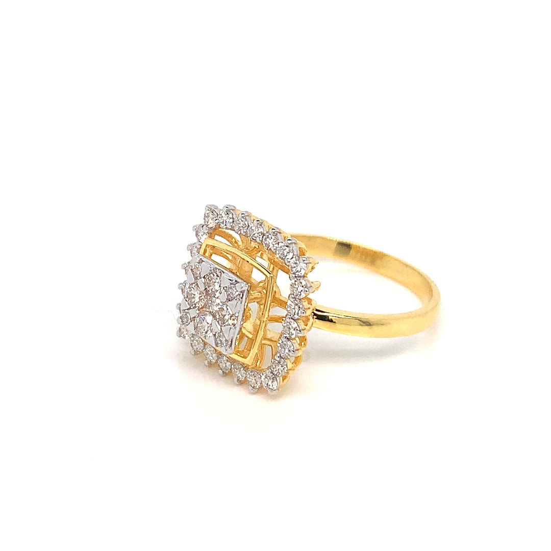 18K YG Cluster Diamond Ring-1pc