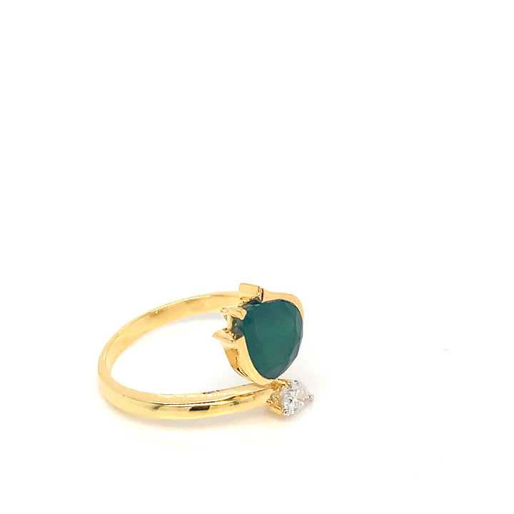 14K YG Tulip Diamond, Emerald Ring-1pc