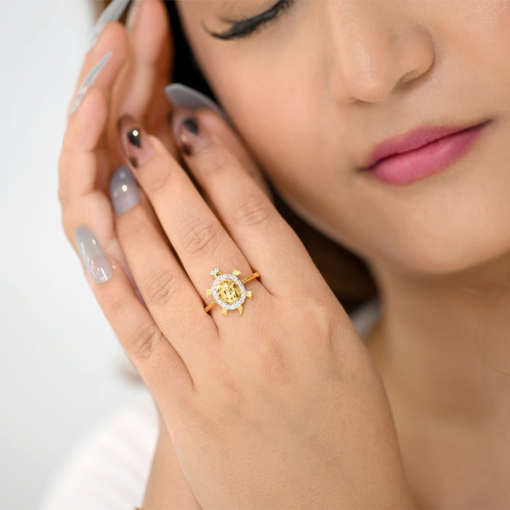 18K YG Tortoise Diamond Ring-1pc