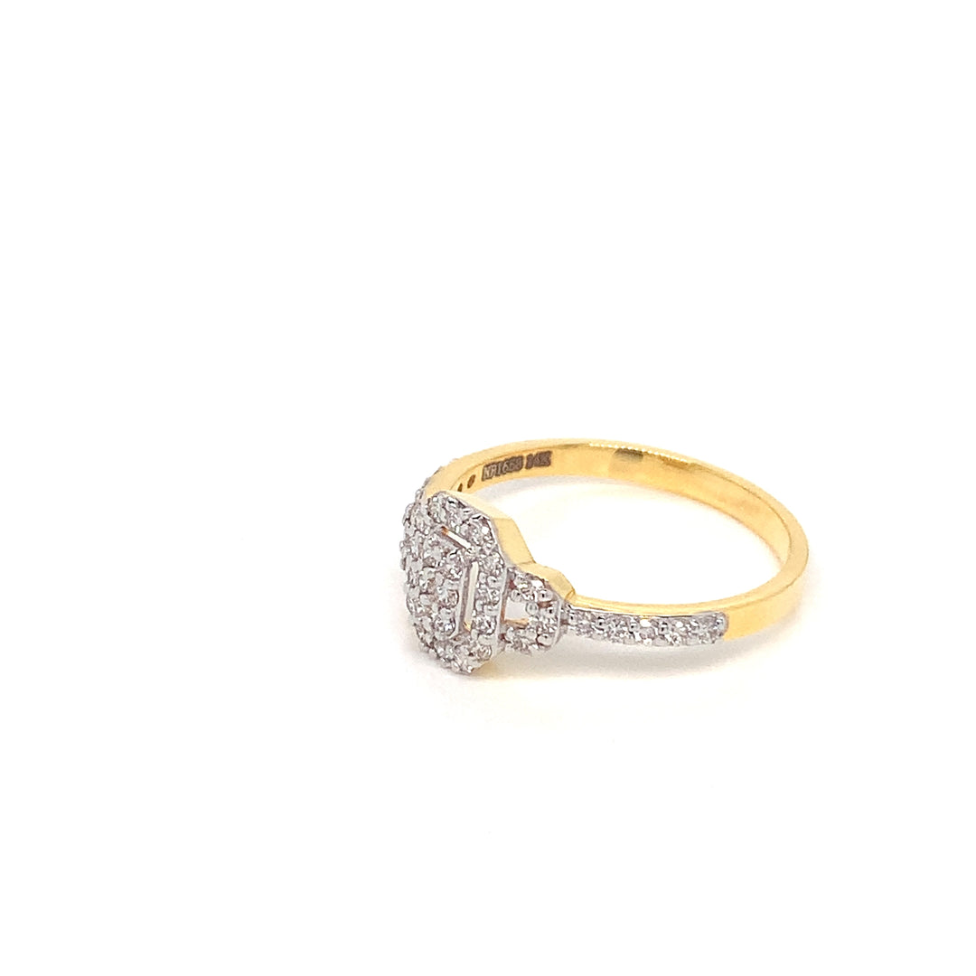 14K YG Cluster Diamond Ring-1pc