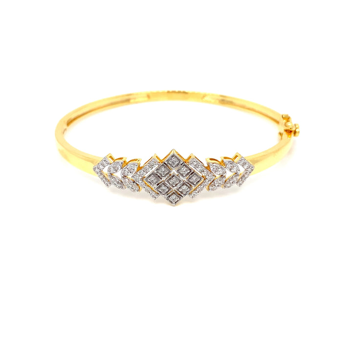 14K YG Screw Diamond Bangle-1pc
