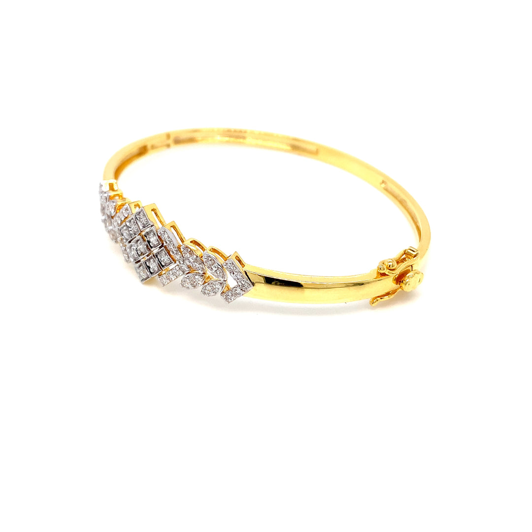 14K YG Screw Diamond Bangle-1pc