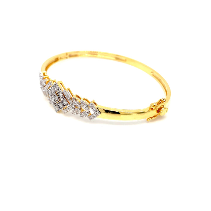 14K YG Screw Diamond Bangle-1pc