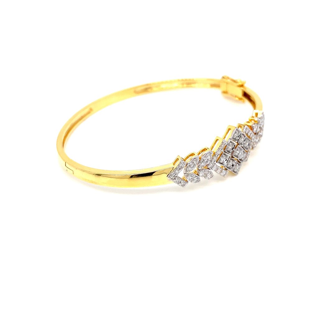 14K YG Screw Diamond Bangle-1pc