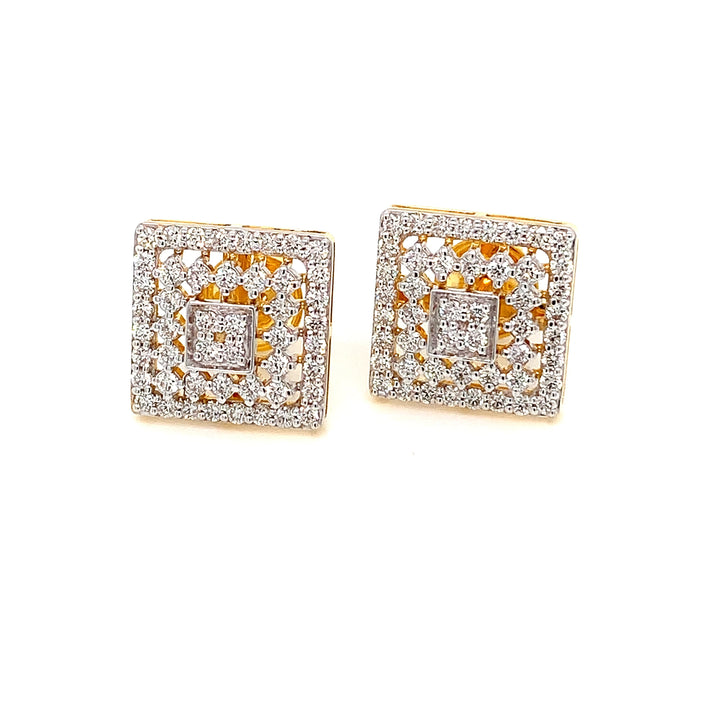 14K YG Cluster Diamond Earring-1pair