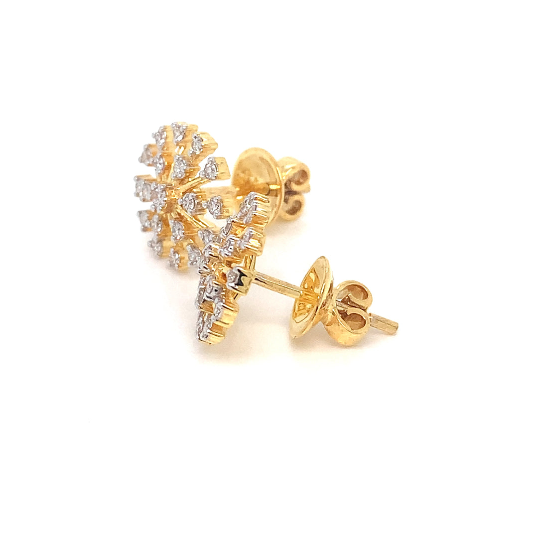 14K YG Cluster Diamond Earring-1pair