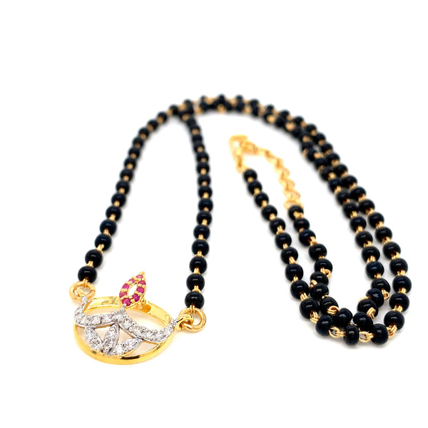 18K YG Fancy Diamond, Ruby Mangalsutra-1pc