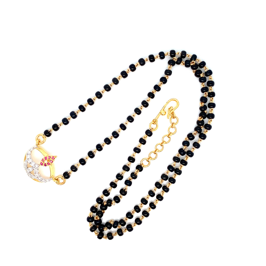 18K YG Fancy Diamond, Ruby Mangalsutra-1pc