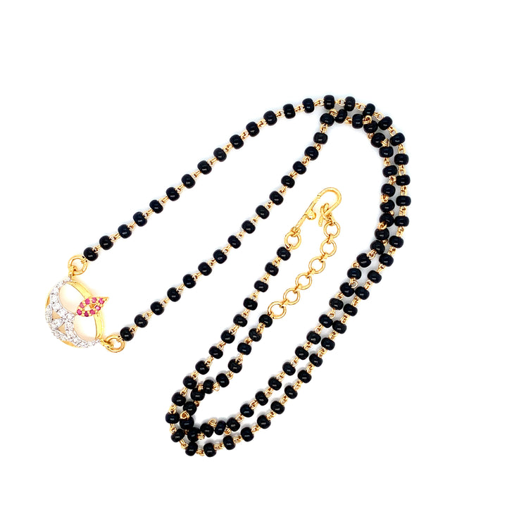 18K YG Fancy Diamond, Ruby Mangalsutra-1pc
