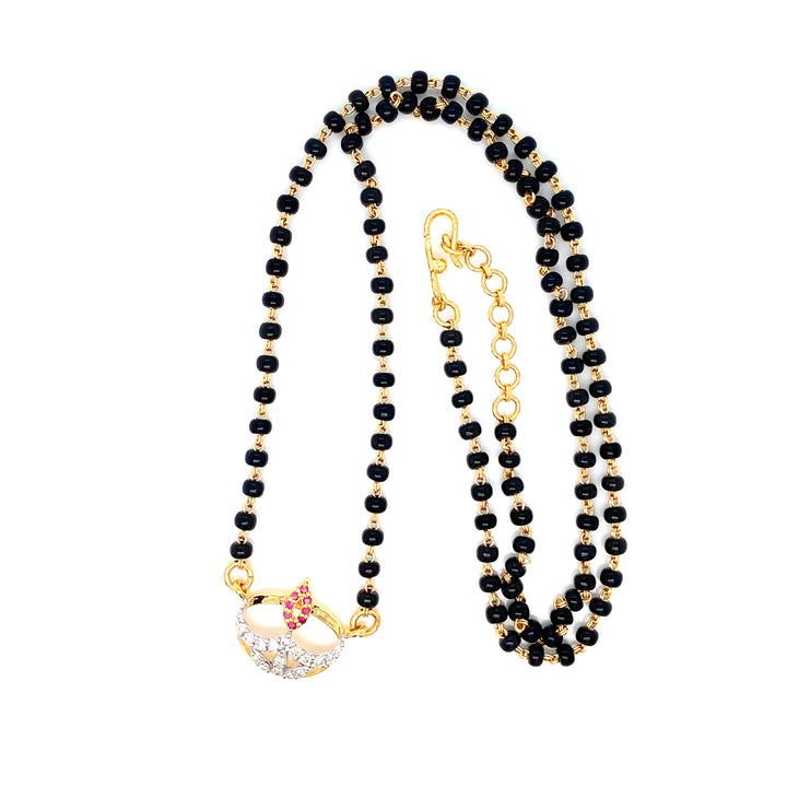 18K YG Fancy Diamond, Ruby Mangalsutra-1pc