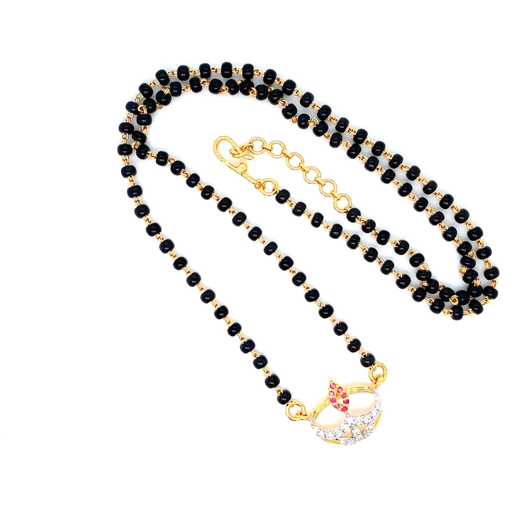 18K YG Fancy Diamond, Ruby Mangalsutra-1pc