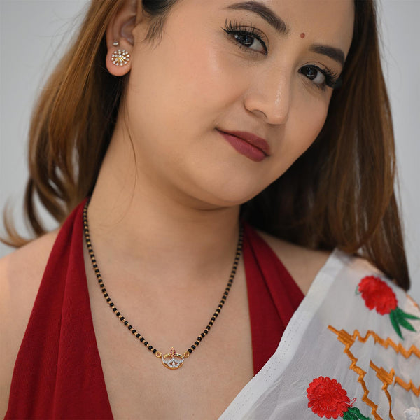 18K YG Fancy Diamond, Ruby Mangalsutra-1pc