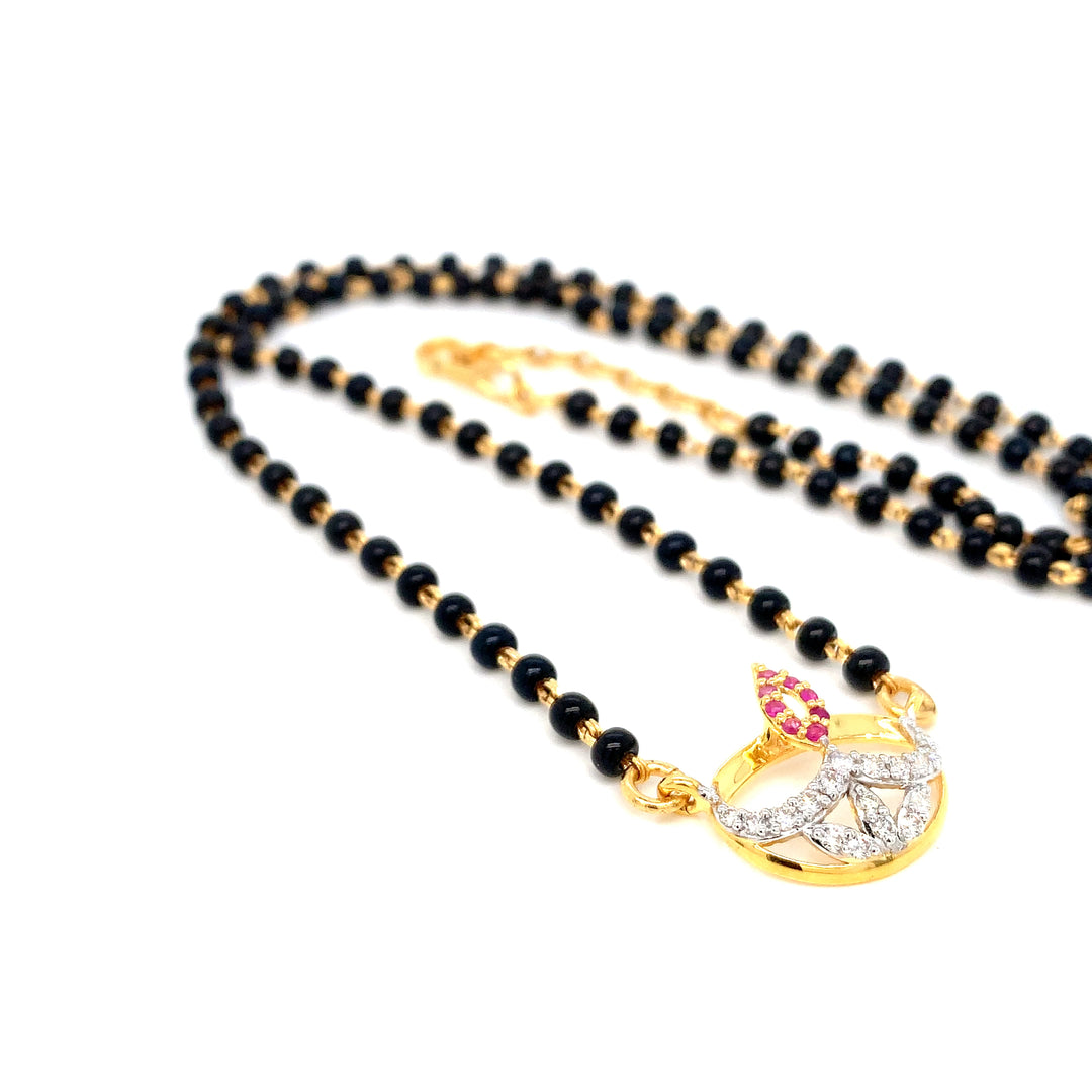 18K YG Fancy Diamond, Ruby Mangalsutra-1pc