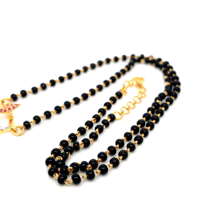 18K YG Fancy Diamond, Ruby Mangalsutra-1pc