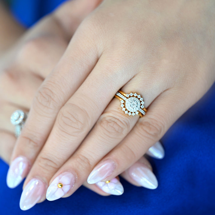 18K YG Cluster Diamond Ring-1pc