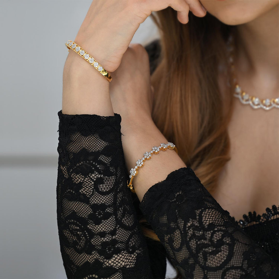 14K YG Screw Diamond Bangle-1pc