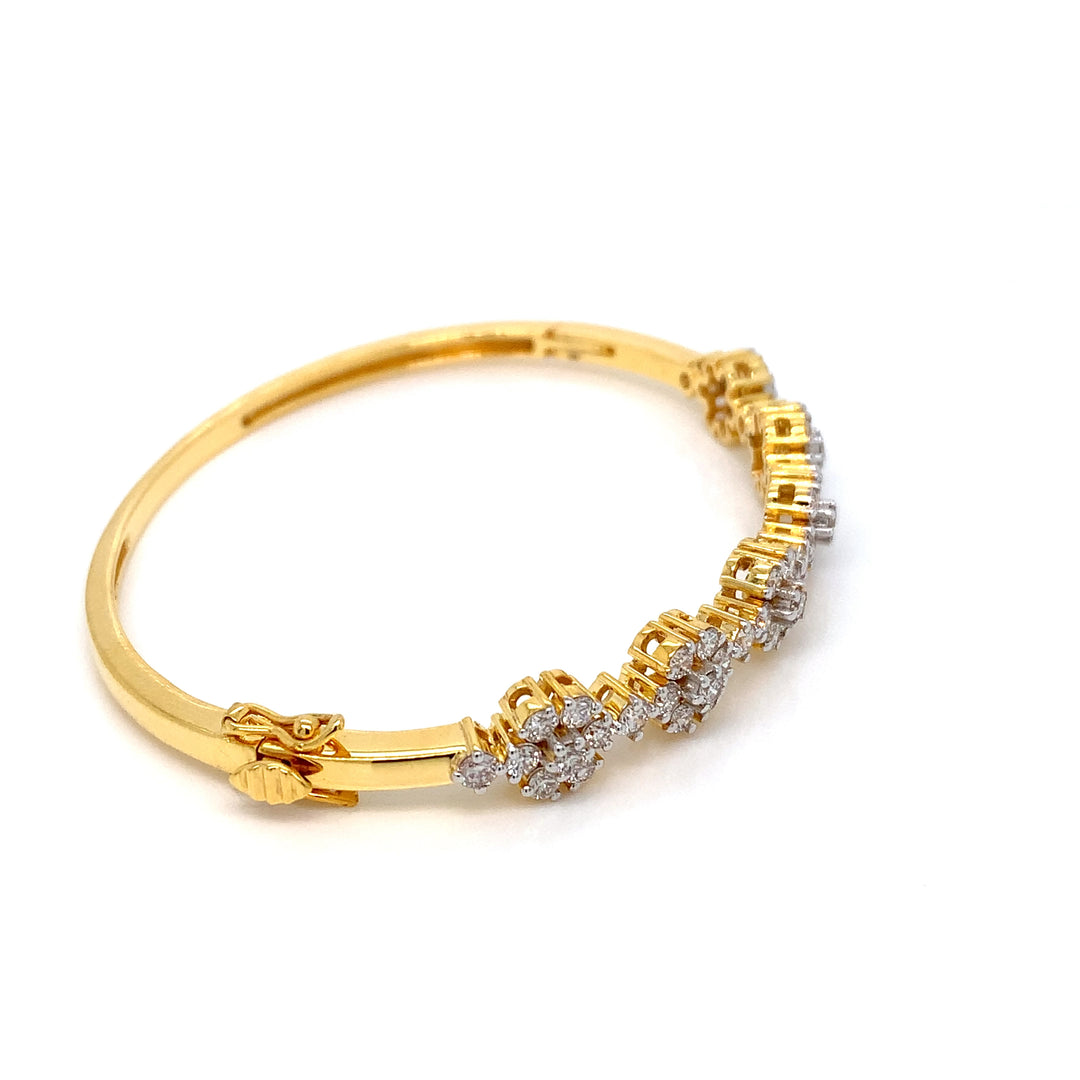 14K YG Screw Diamond Bangle-1pc