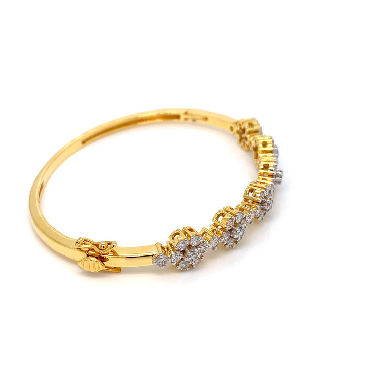 14K YG Screw Diamond Bangle-1pc