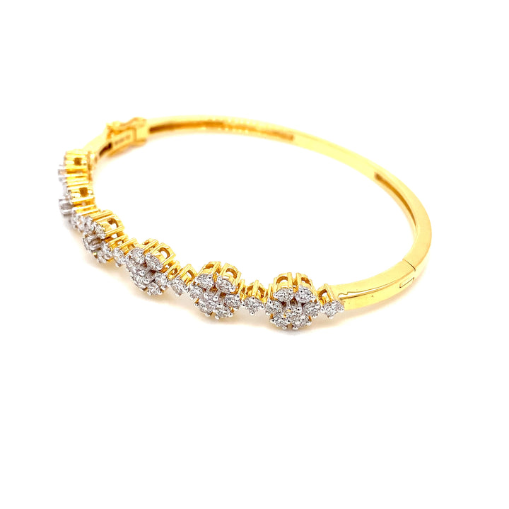 14K YG Screw Diamond Bangle-1pc
