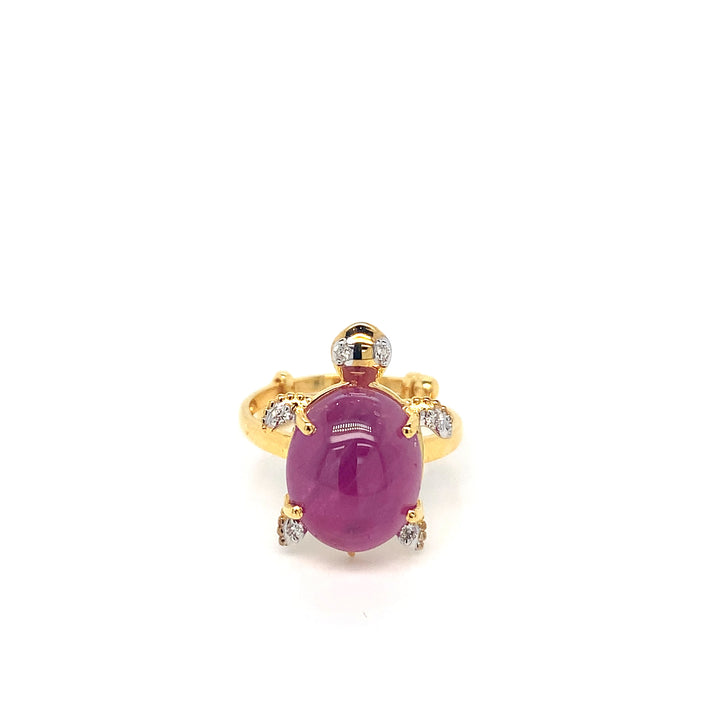 14K YG Tortoise Diamond, Ruby Ring-1pc
