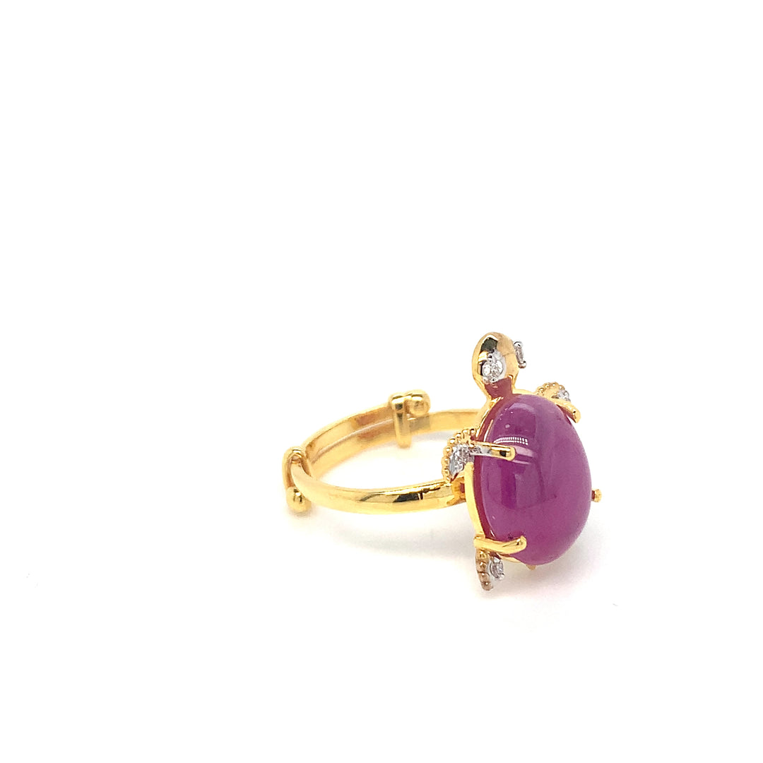 14K YG Tortoise Diamond, Ruby Ring-1pc
