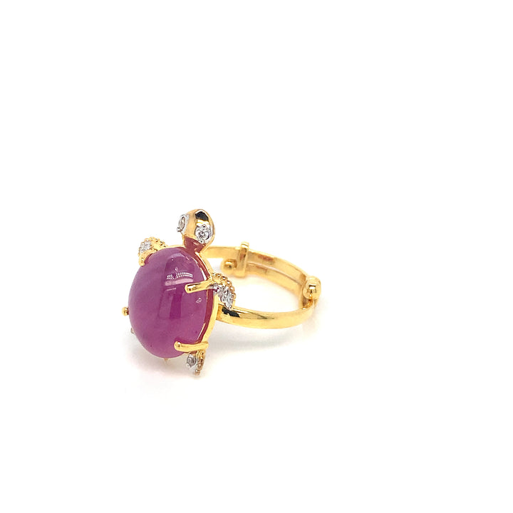 14K YG Tortoise Diamond, Ruby Ring-1pc