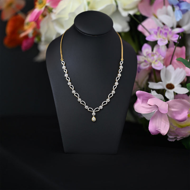 9K YG Princess Diamond Necklace-1pc