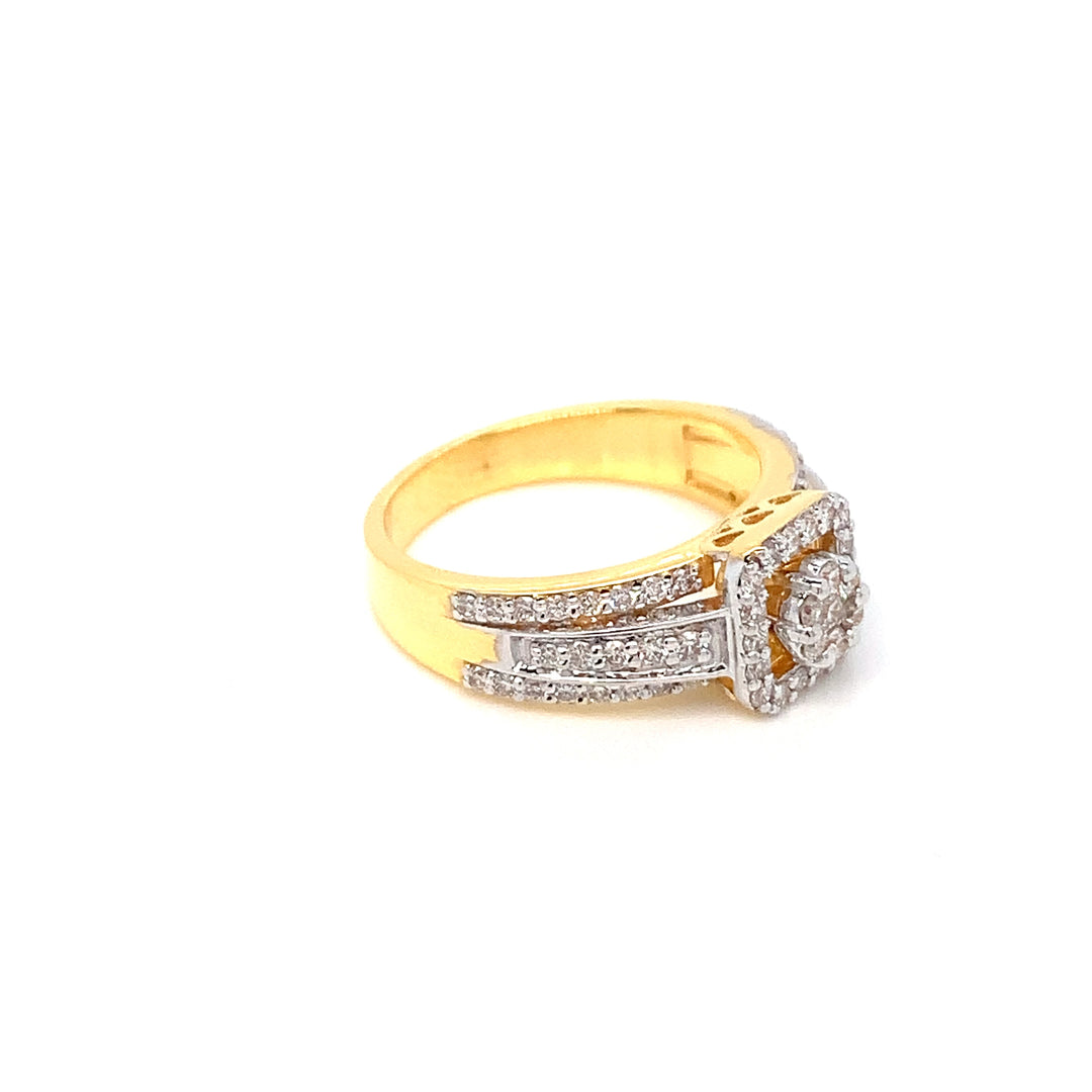 18K YG Cluster Diamond Ring-1pc