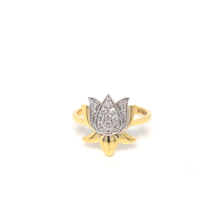 14K YG Lotus Diamond Ring-1pc