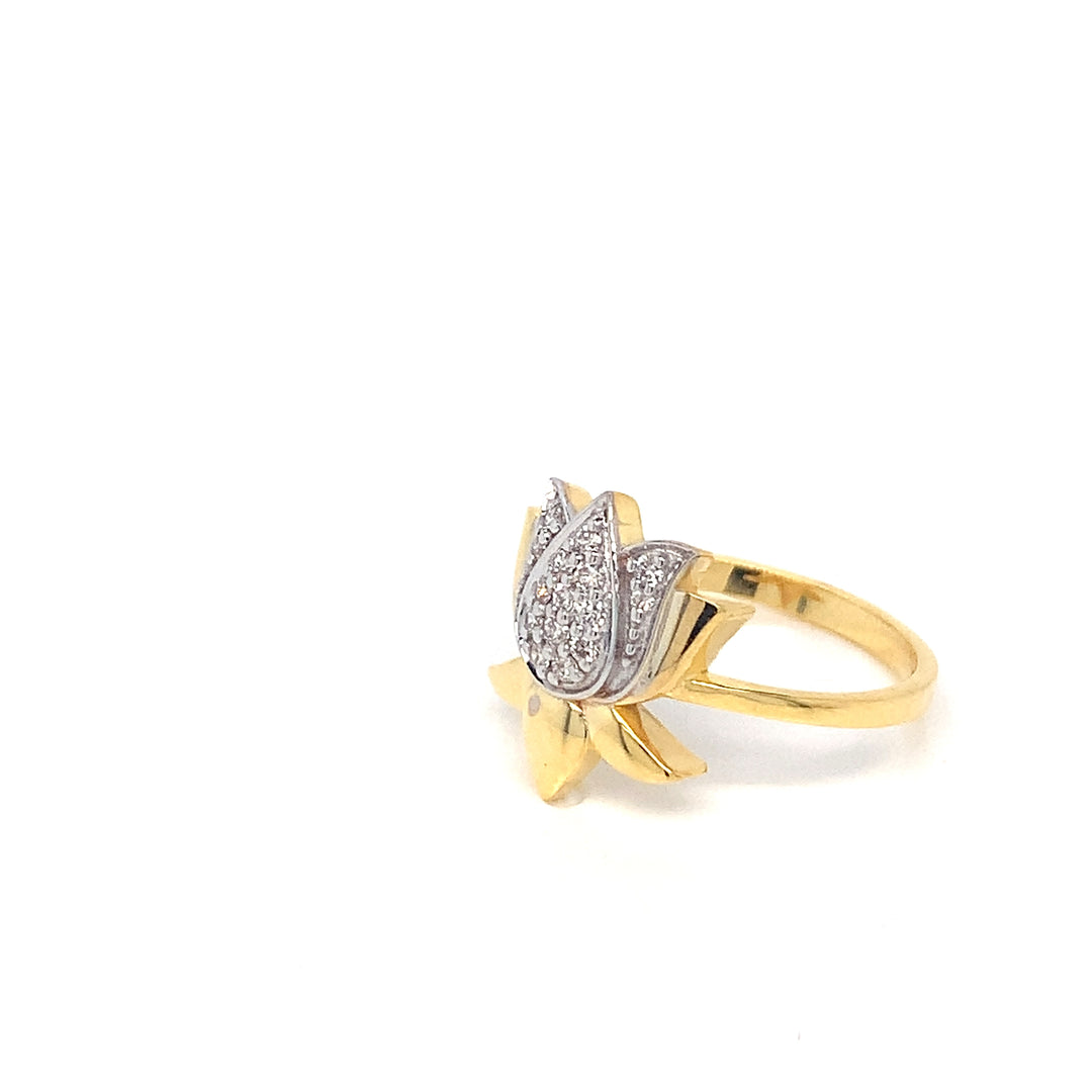 14K YG Lotus Diamond Ring-1pc