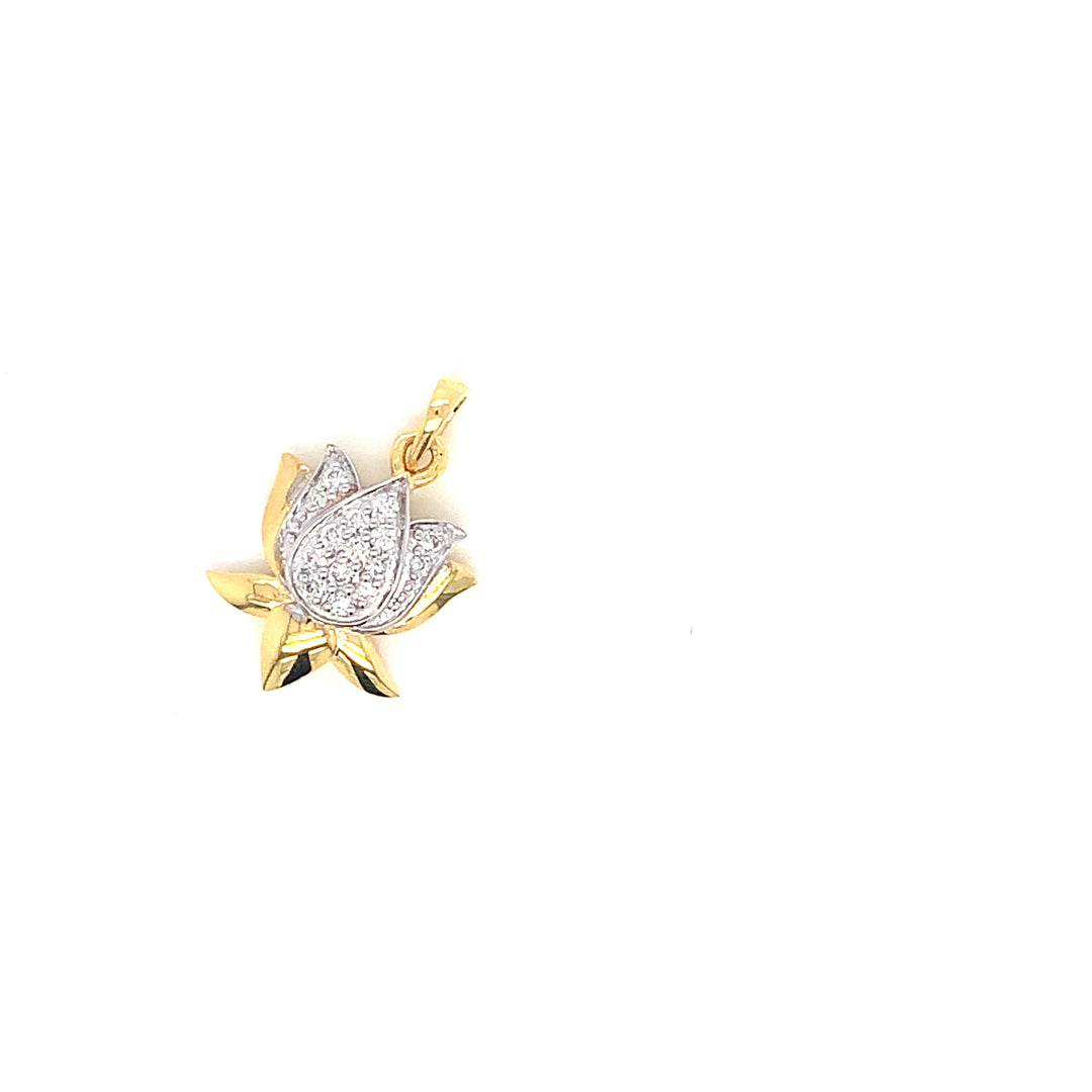14K YG Lotus Diamond Pendant-1pc