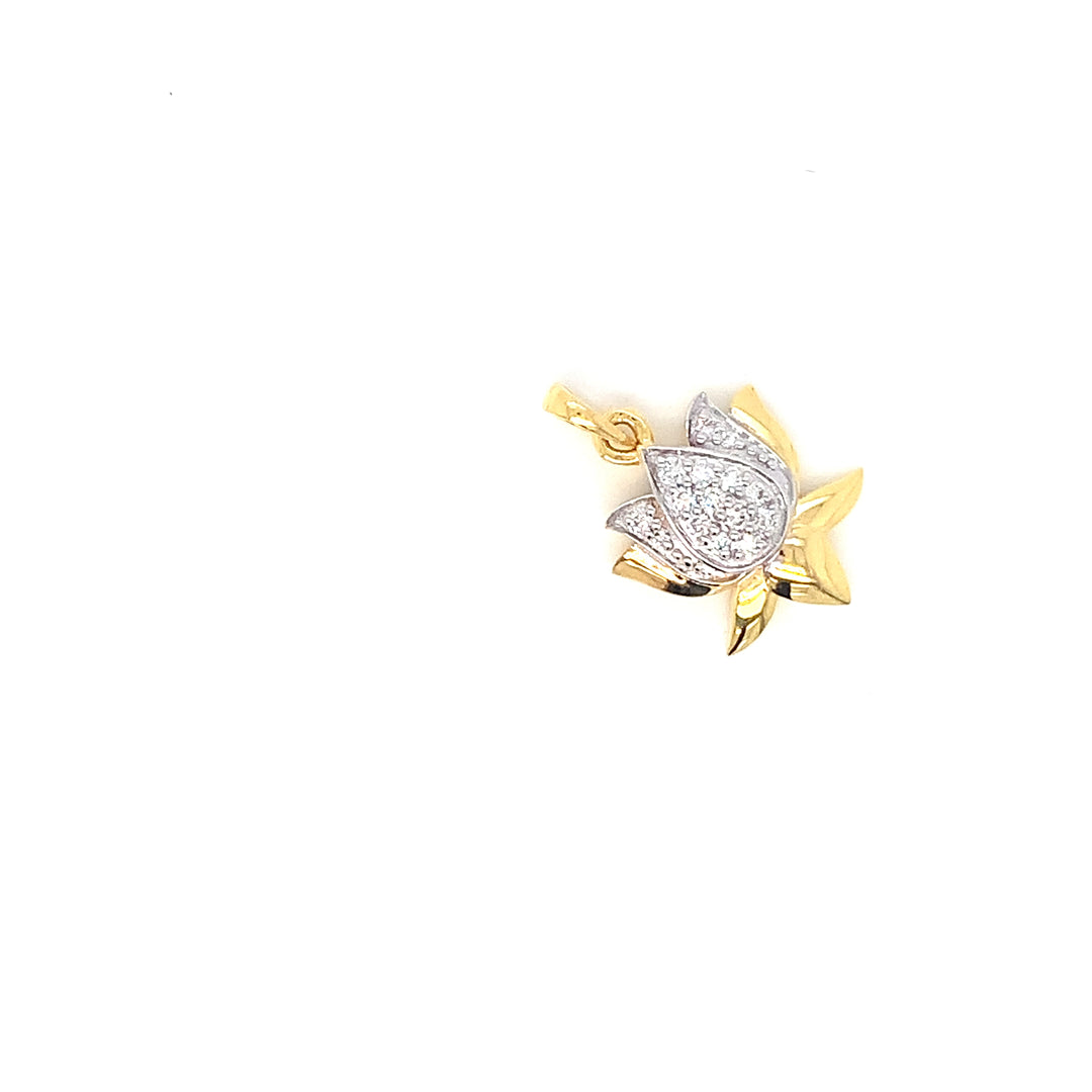 14K YG Lotus Diamond Pendant-1pc