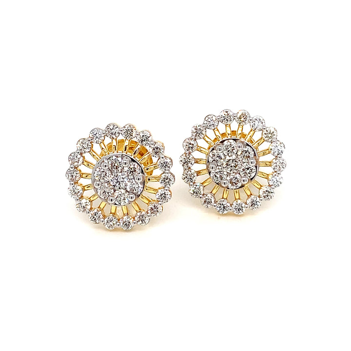 14K YG Circle Diamond Earring-1pair