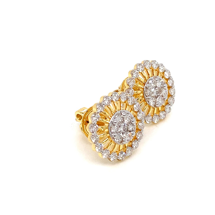 14K YG Circle Diamond Earring-1pair