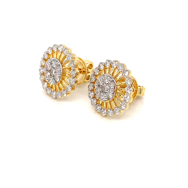 14K YG Circle Diamond Earring-1pair