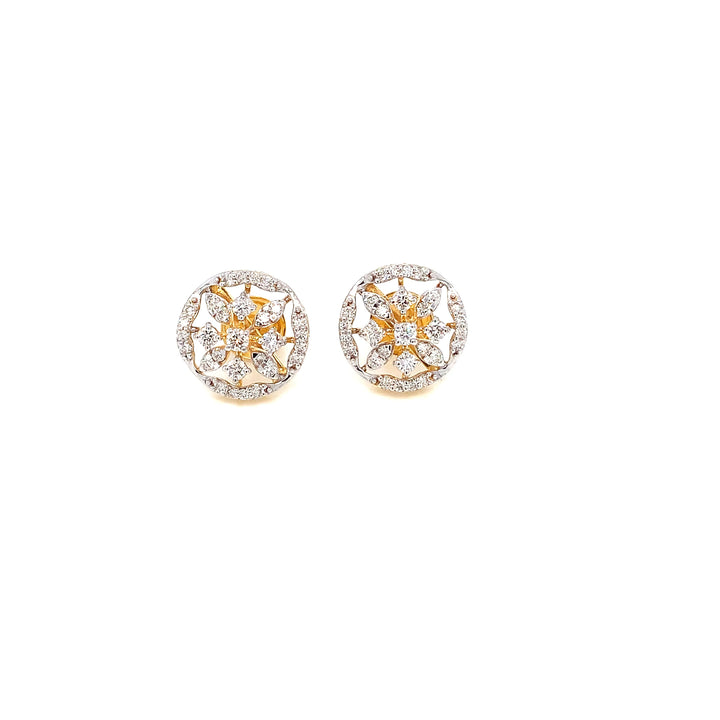 14K YG Cluster Diamond Earring-1pair