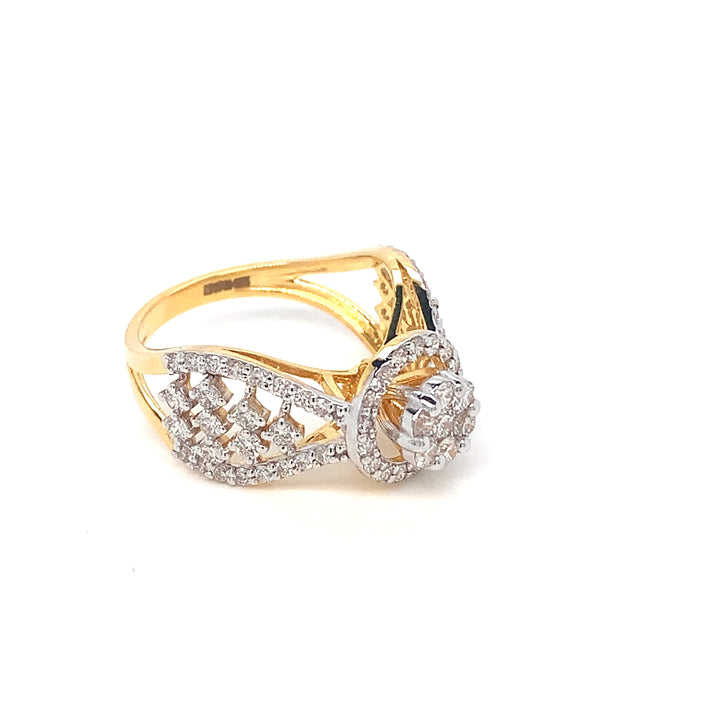 18K YG Cluster Diamond Ring-1pc