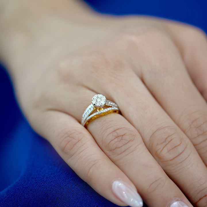 18K YG Cluster Diamond Ring-1pc