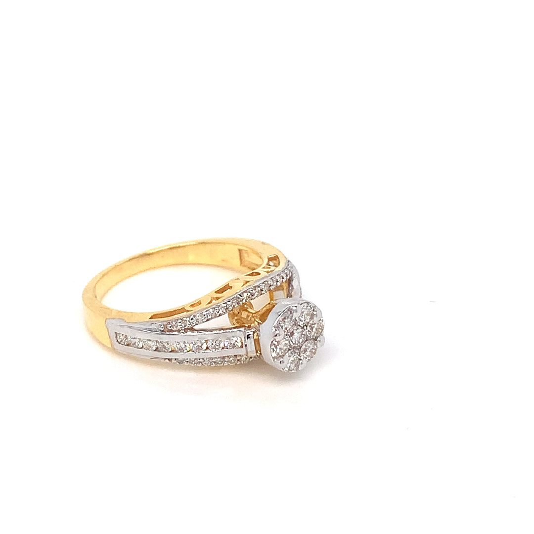 18K YG Cluster Diamond Ring-1pc