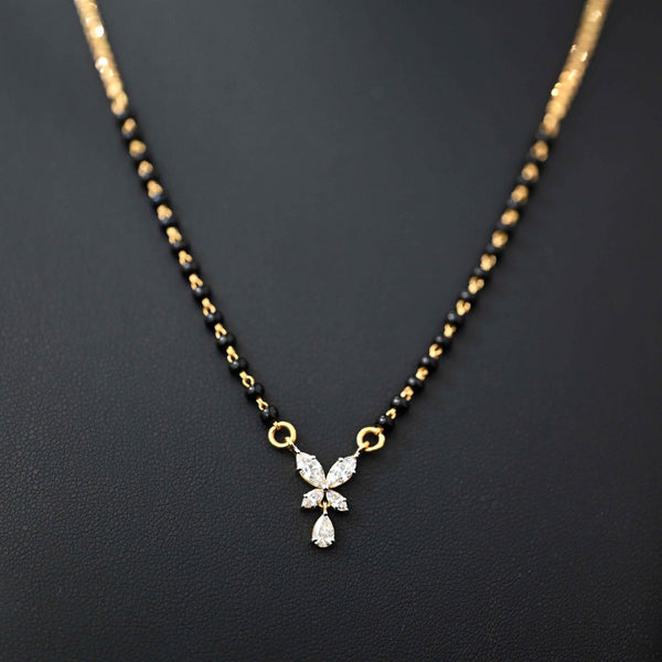 18K YG Cluster Diamond Mangalsutra with 22K Chain-1pc