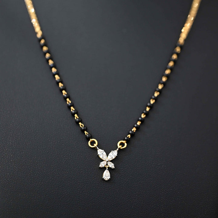 18K YG Cluster Diamond Mangalsutra with 22K Chain-1pc