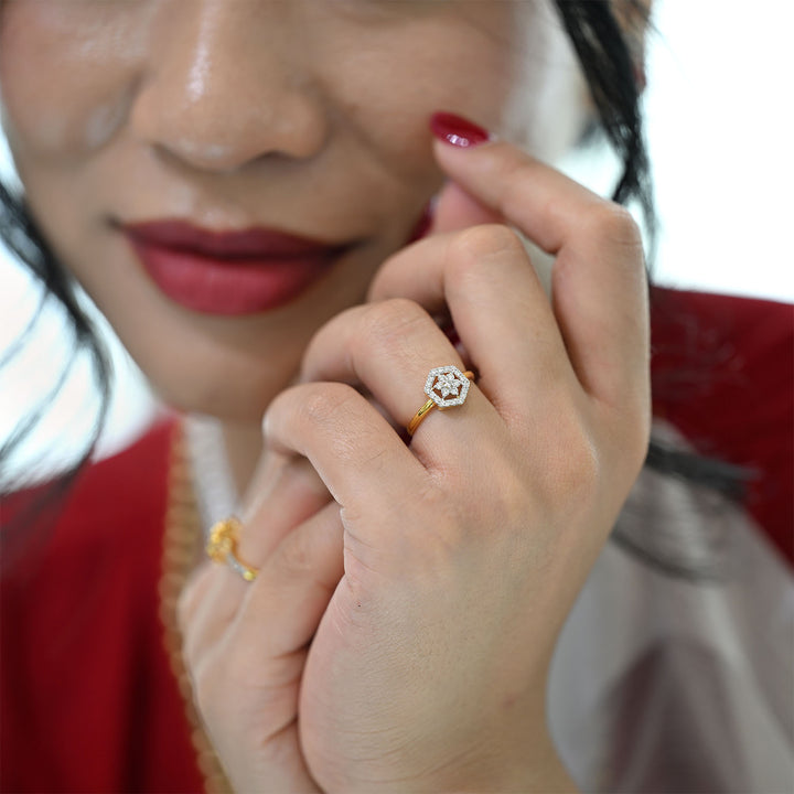 14K YG Star Diamond Ring-1pc