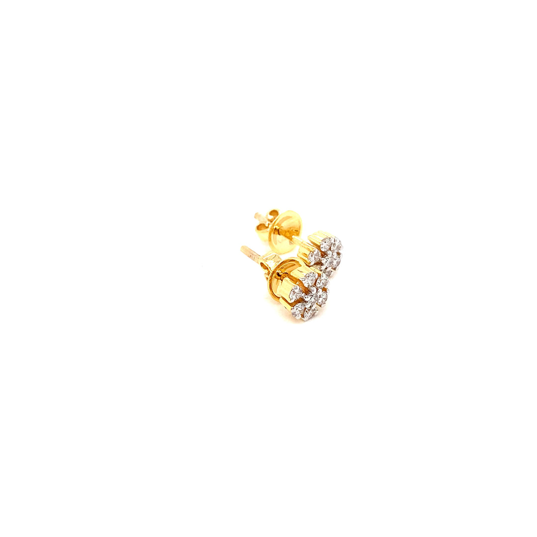 14K YG Flower Diamond Earring-1pair