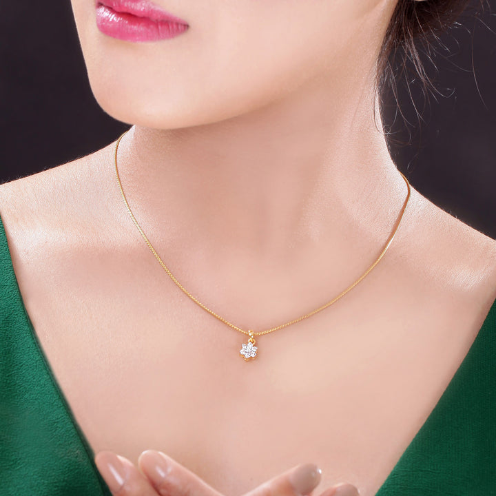 14K YG Star Diamond Pendant-1pc