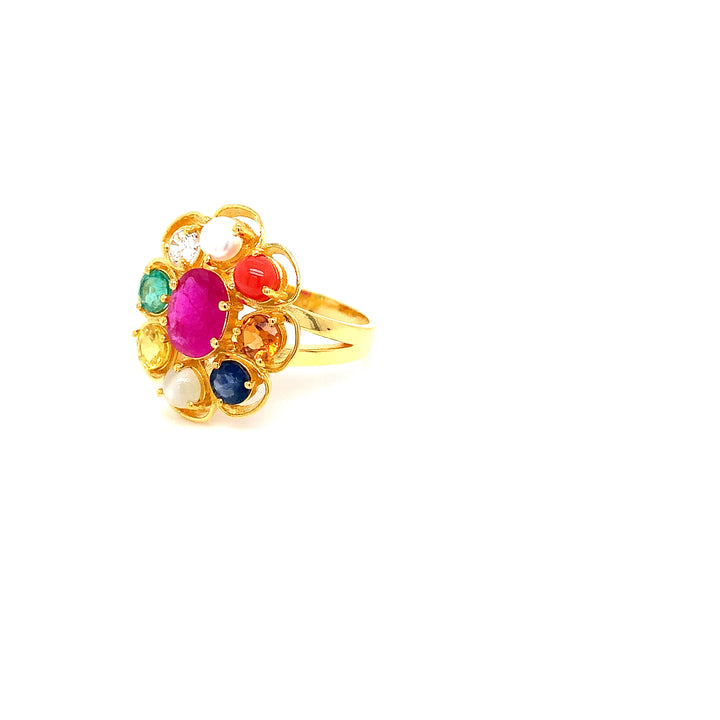 22K YG Navaratna Ring-1pc